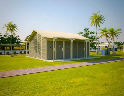 Byron Multi Amenity Toilet Building with Jasper and Paperbark colour scheme